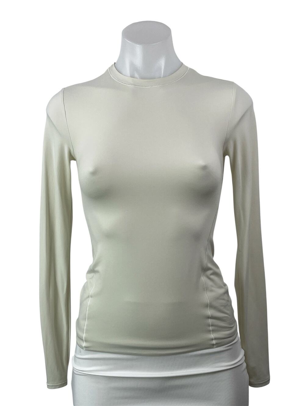 Lululemon Women's Beige Long Sleeve Mock Neck Slim Fitted T Shirt Tee Top XS